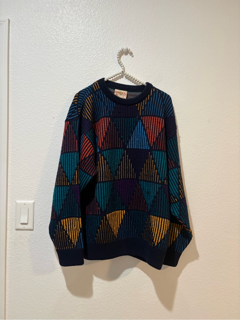 Geccu M Geometric Pattern Navy Multicolor Men's Sweater COOGI LIKE